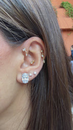 14K Taşlı Montür Mozanit Küpe