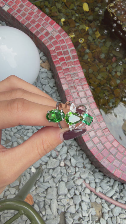 Ice Cut Yeşil Damla Model Yüzük