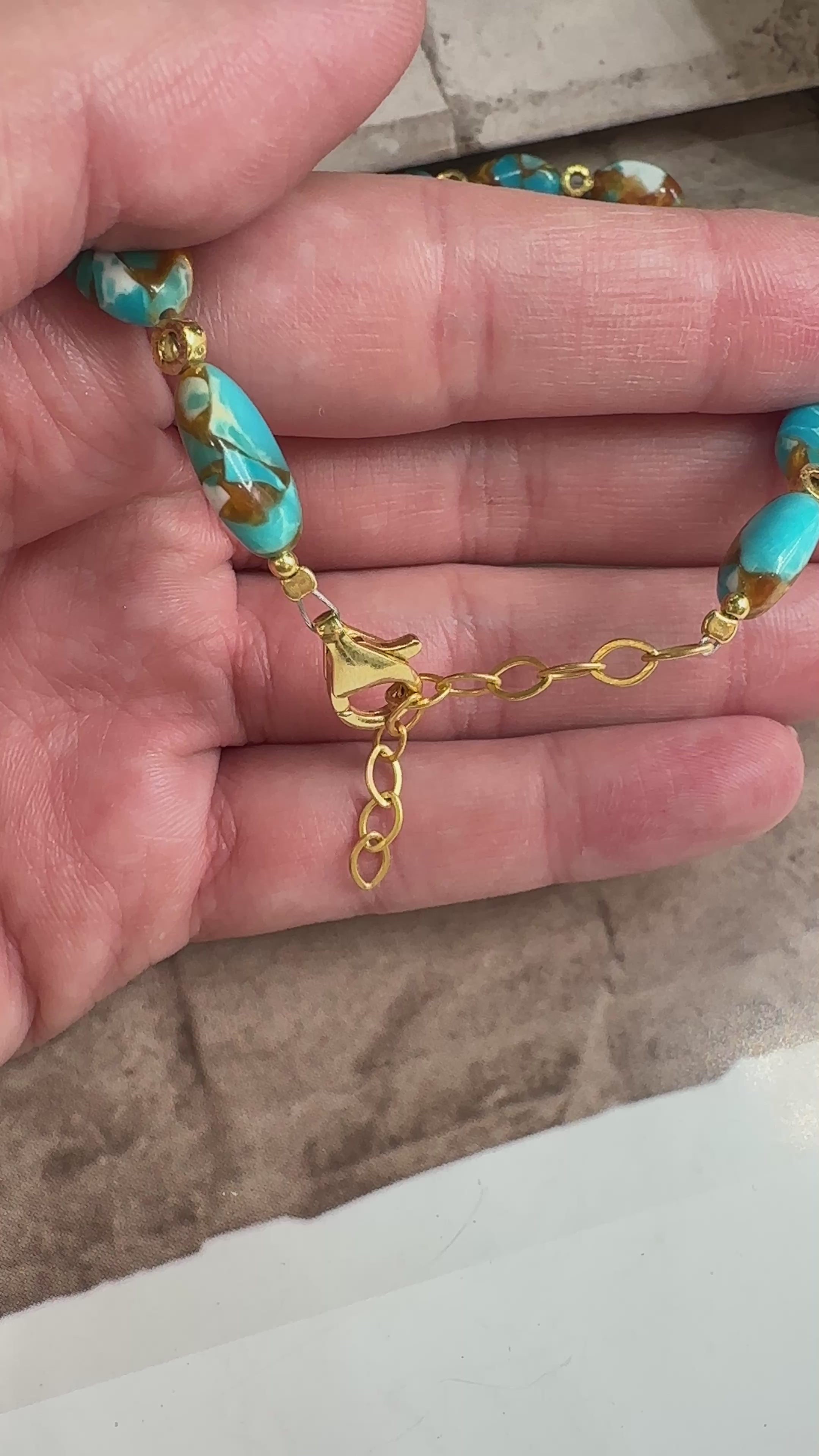 Balık Detaylı Turkuaz Doğal Taş Kolye