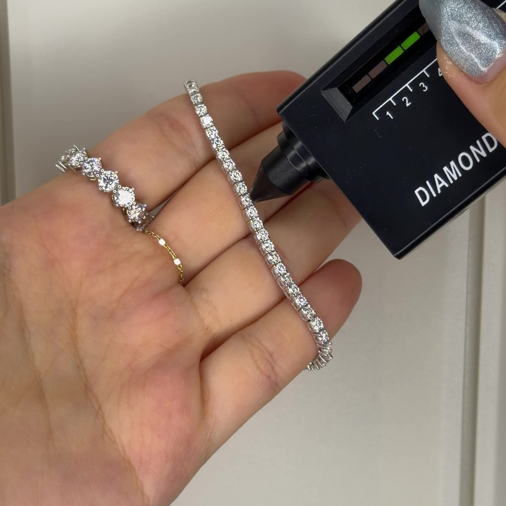 14K İki Buçuk mm Mozanit Suyolu Bileklik