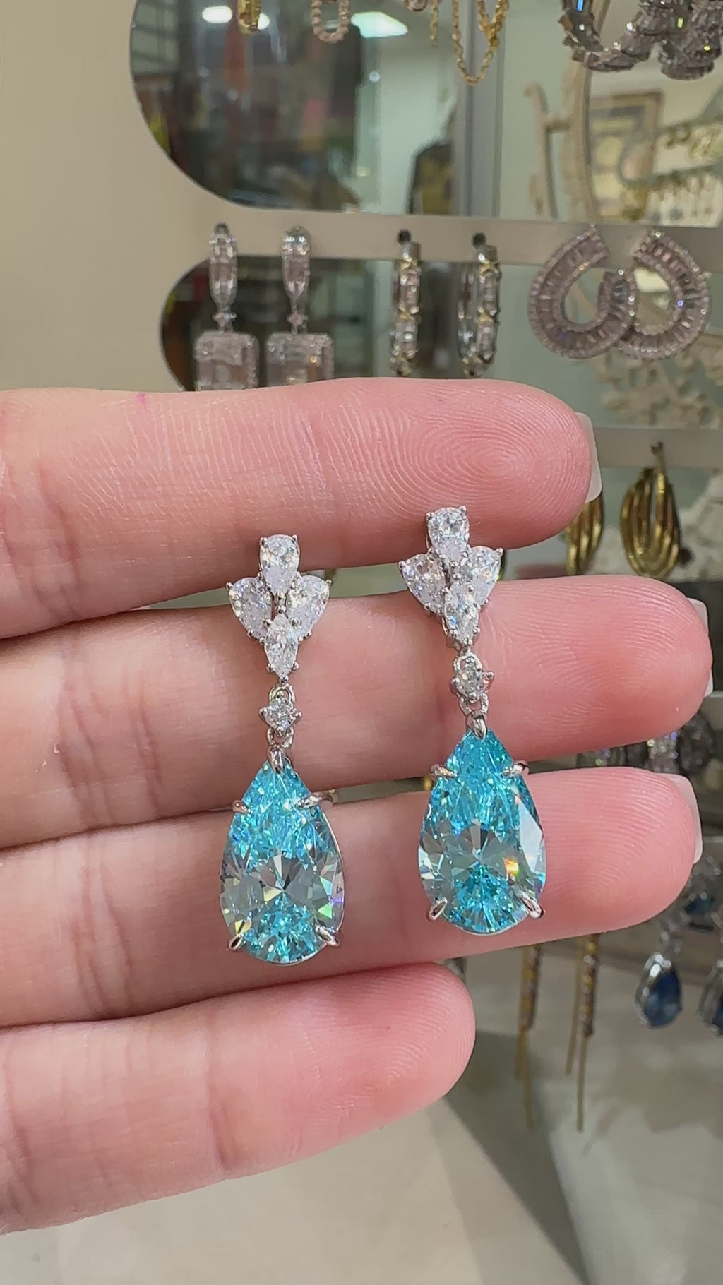 Blue Stone Dangle Earrings