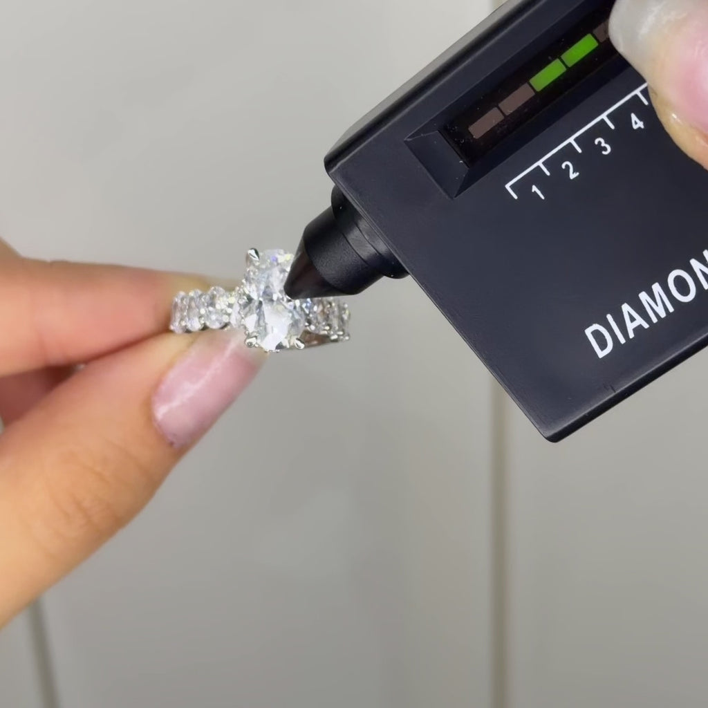 14K Kolu Oval Taşlı Oval Mozanit Yüzük
