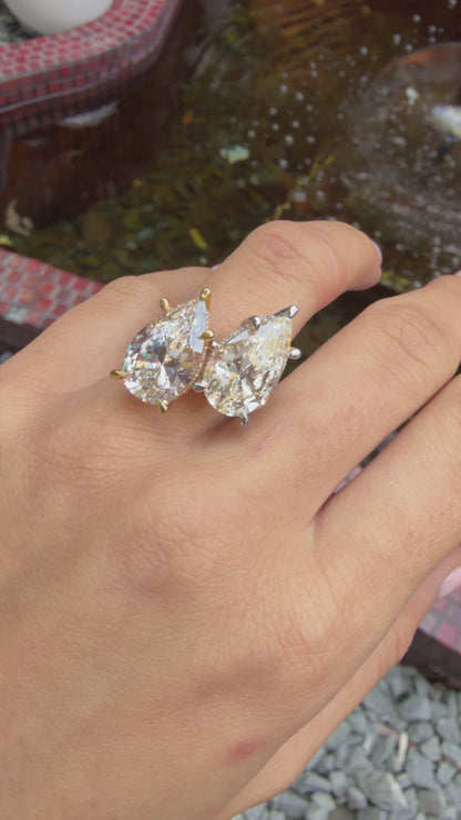 Taşlı Montür G-Color Pear Yüzük