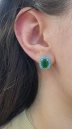 Turkuaz Detaylı Yeşil Küpe