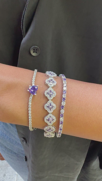 Mor Yonca Taşlı Bileklik