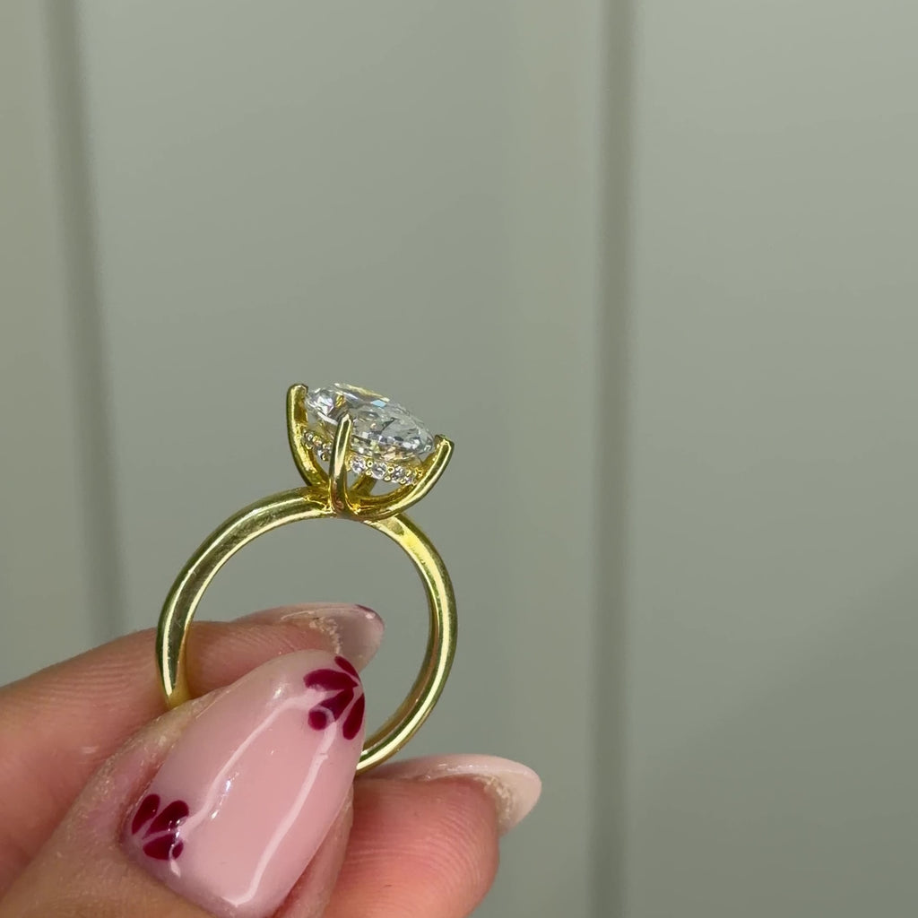 Stone-Set Long Oval Solitaire Ring