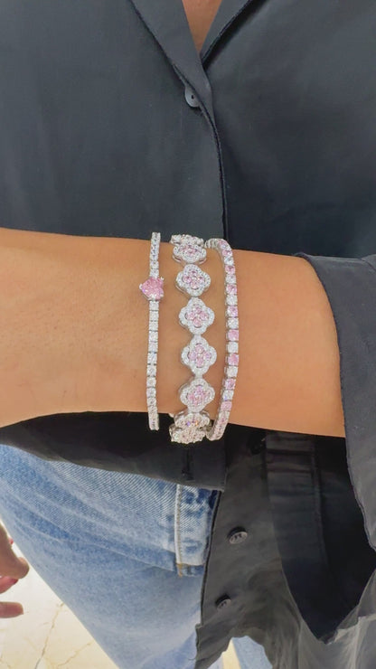 Pembe Yonca Taşlı Bileklik