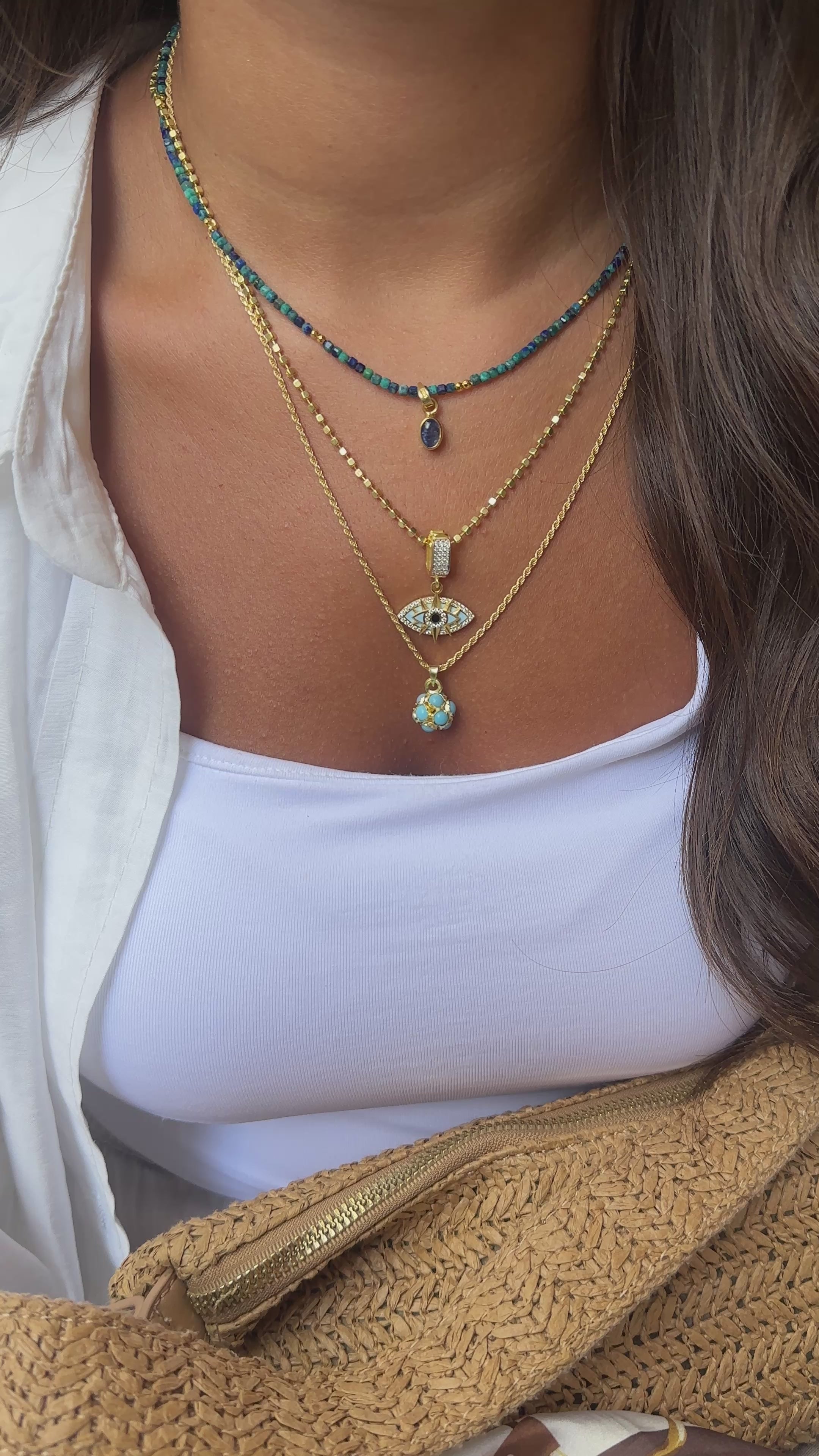 Azurit Doğal Taş Kolye