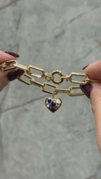 Mavi Kalp Sallantılı Hollow Bileklik