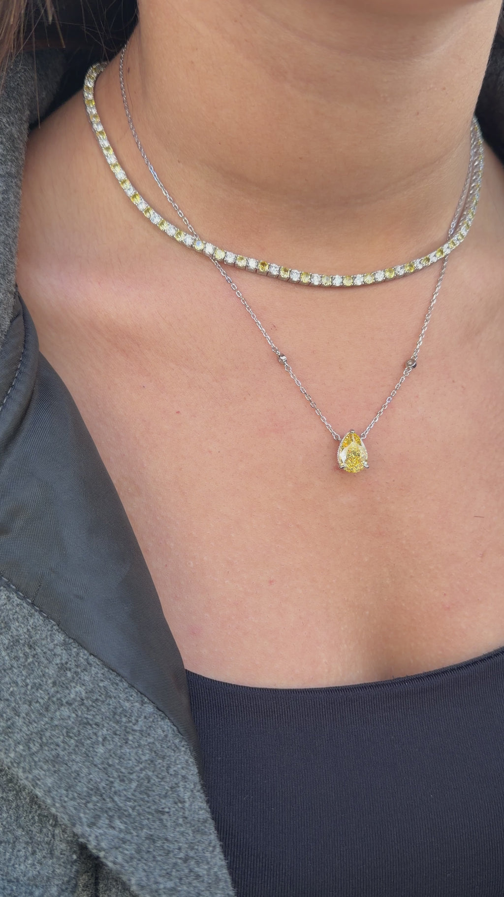 Yellow Ice Cut Teardrop Necklace