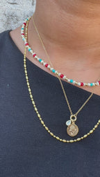 Turkuaz/Mercan İnci Doğal Taş Kolye