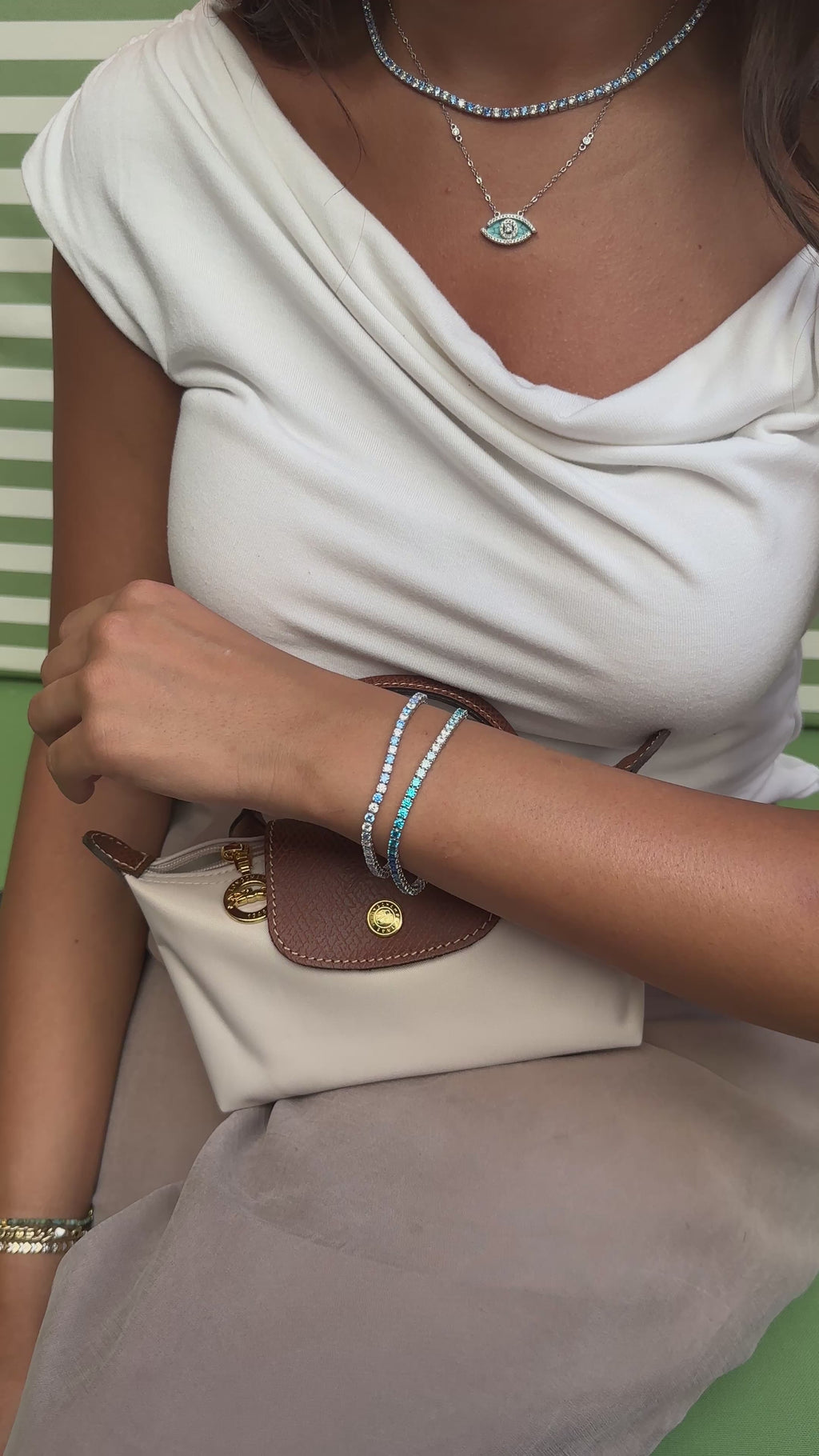 Three Mm Aqua Stone Stream Bracelet