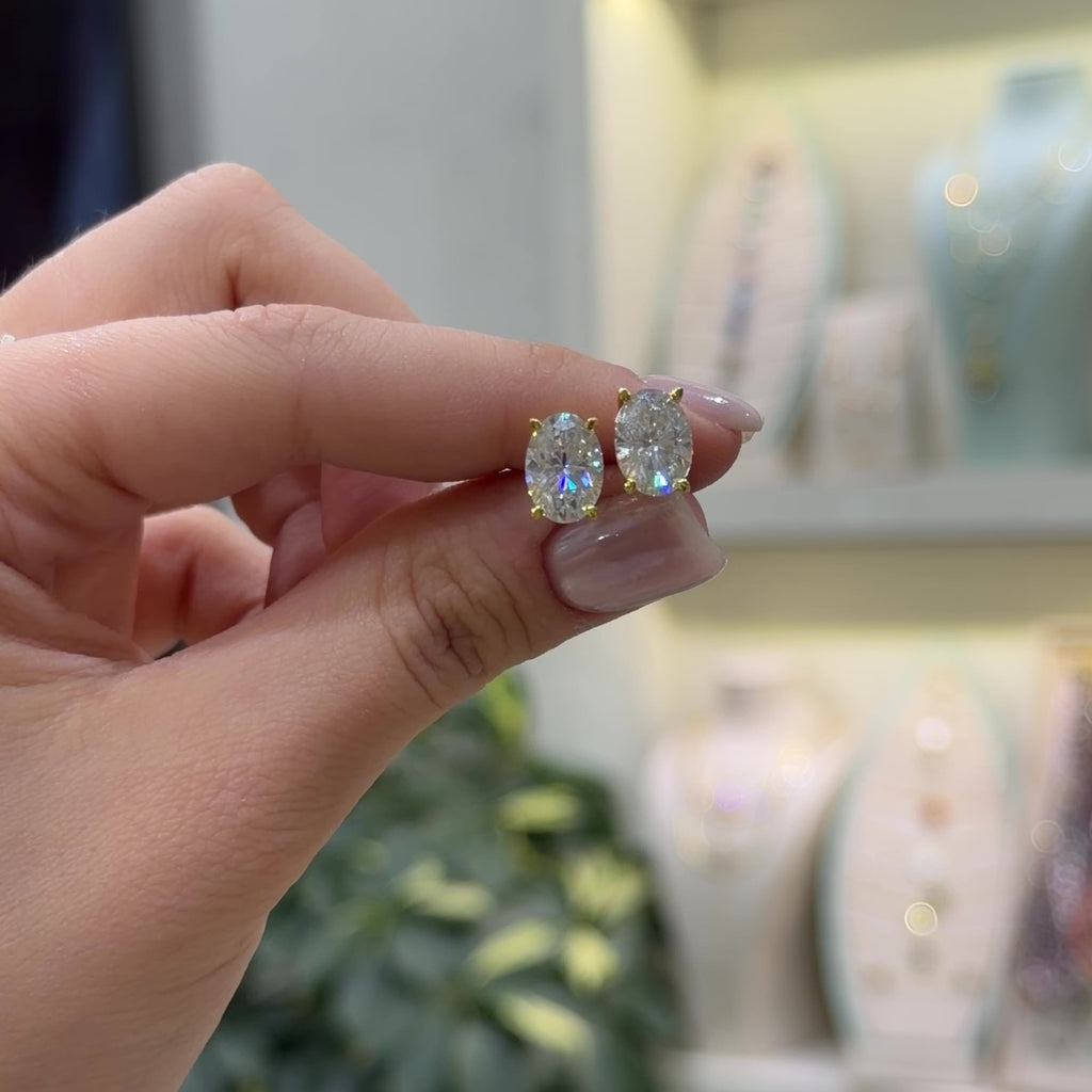 İki Karat  Mozanit Oval Küpe