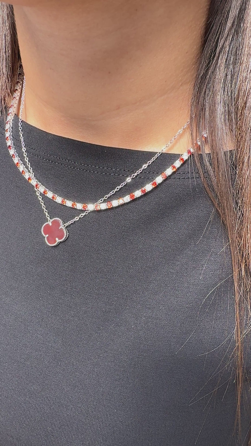 Üç mm Garnet Taşlı Suyolu Kolye