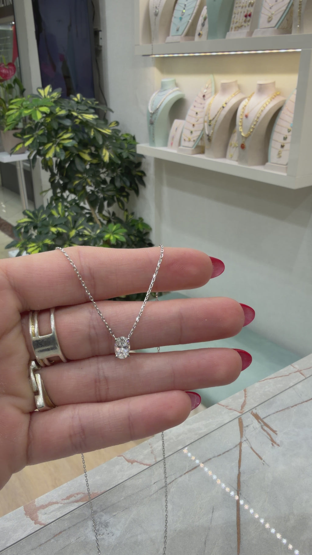 One Carat Oval Moissanite Necklace