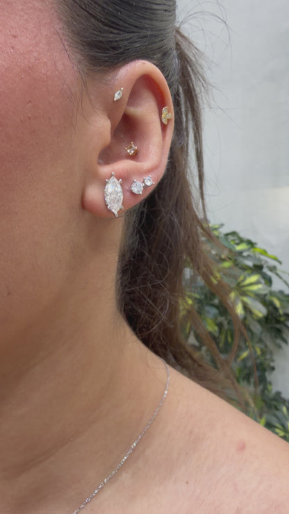 Taşlı Montür Markiz Mozanit Kolye