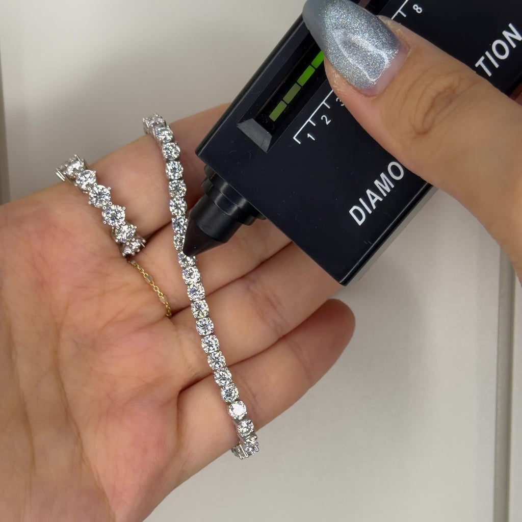 14K Üç Buçuk mm Mozanit Suyolu Bileklik