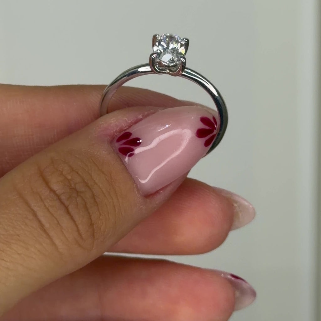 One Carat Moissanite Oval Ring