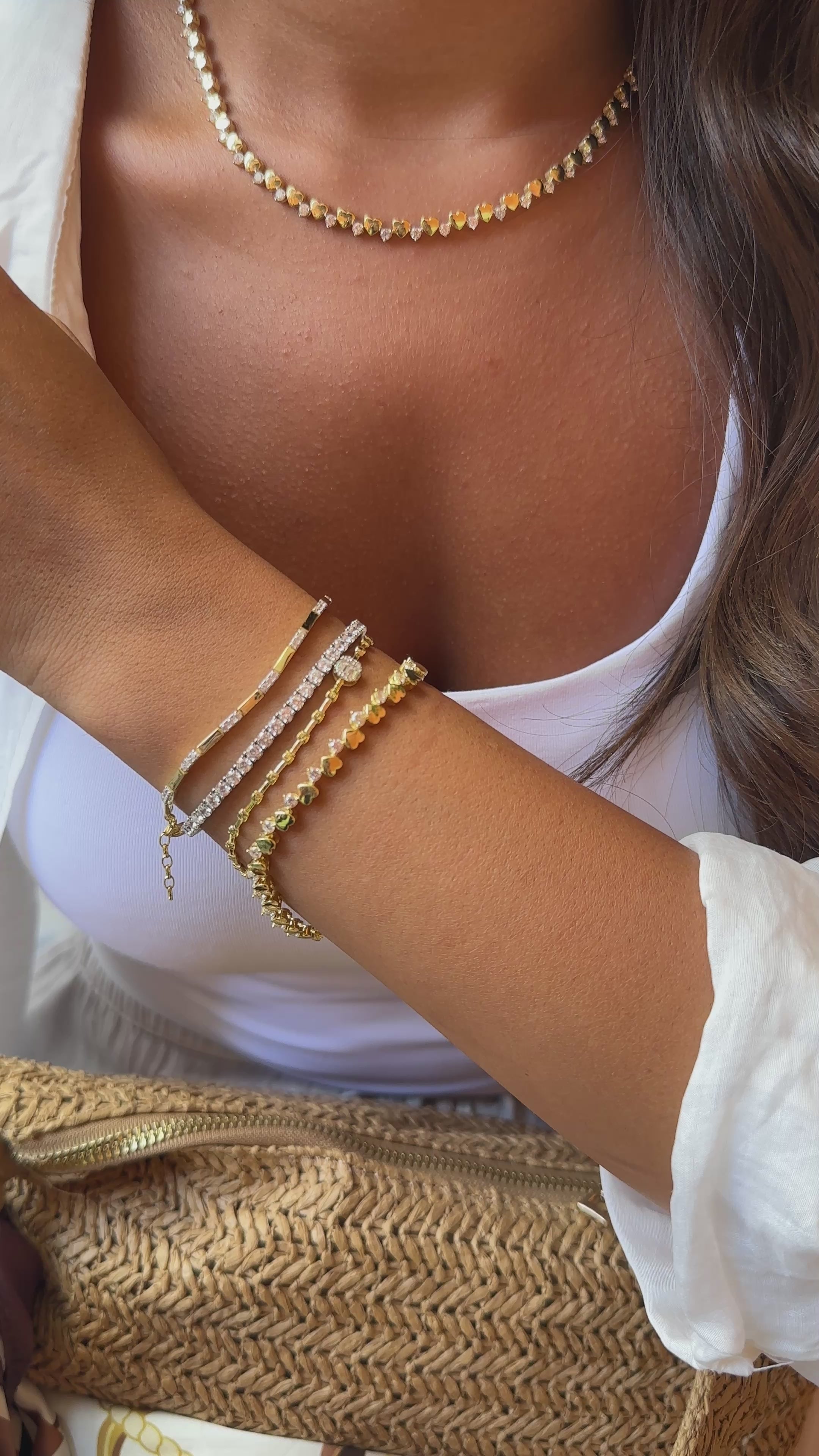 Taş Detaylı Dikdörtgen Bileklik