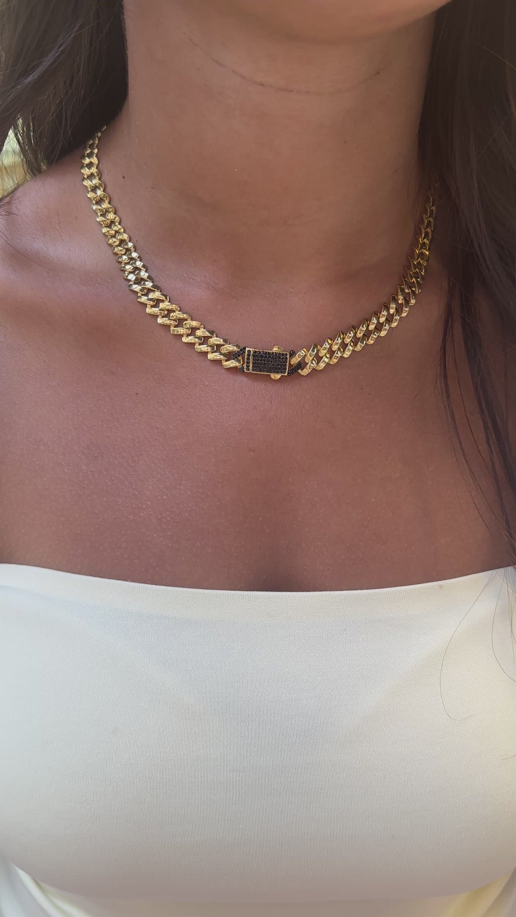 Stone-Embellished Padlock Gourmet Necklace