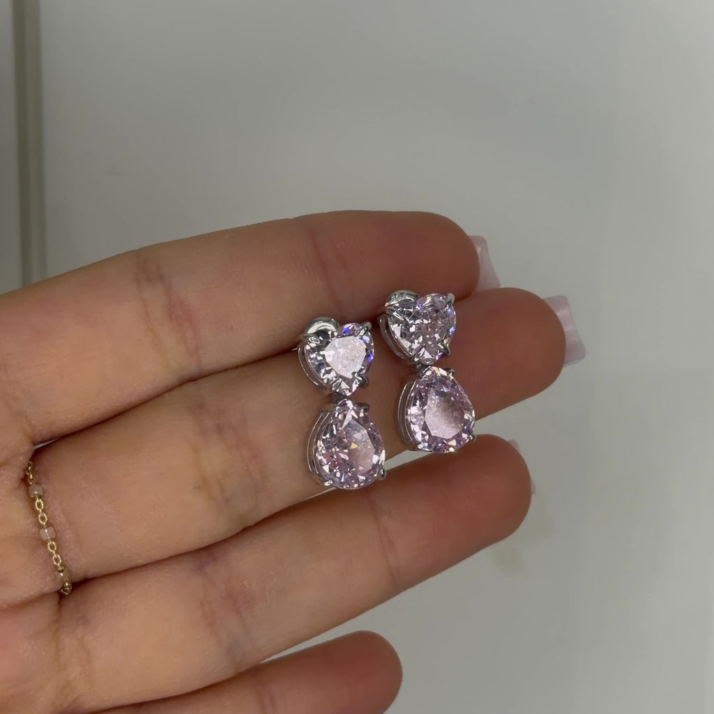 Pembe Kalp/Damla Sallantılı Küpe