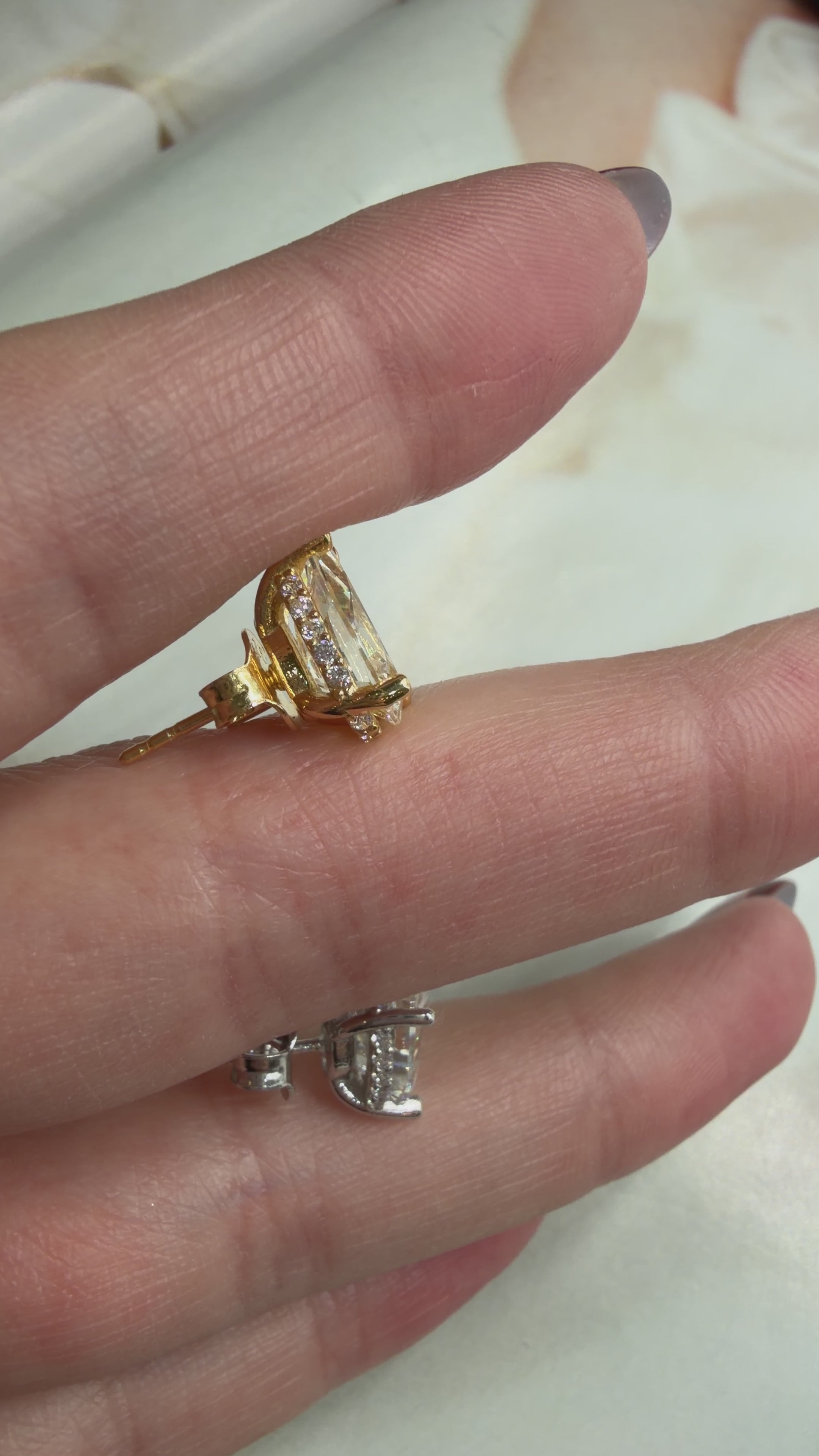 Taşlı Montür G-Color Damla Küpe