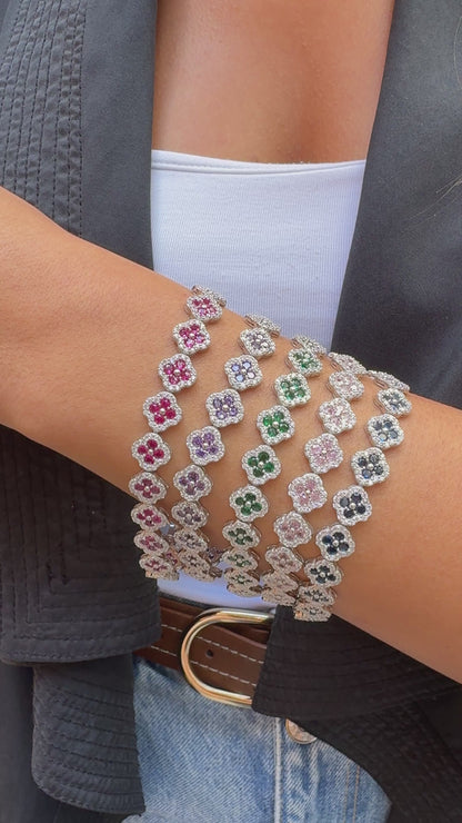 Mor Yonca Taşlı Bileklik