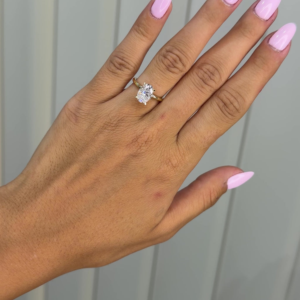 14K İki Karat Mozanit Oval Yüzük