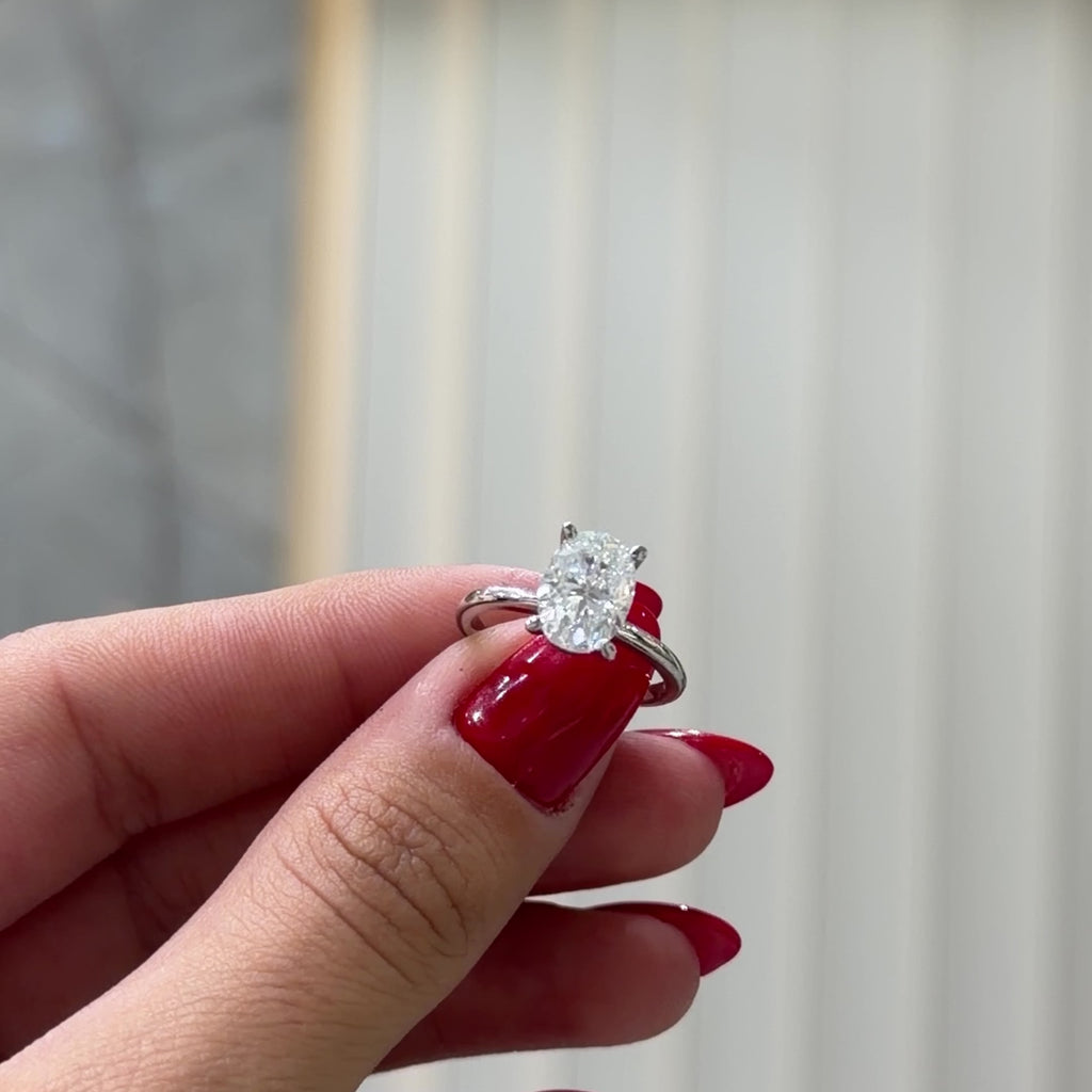 14K İki Karat Mozanit Oval Yüzük