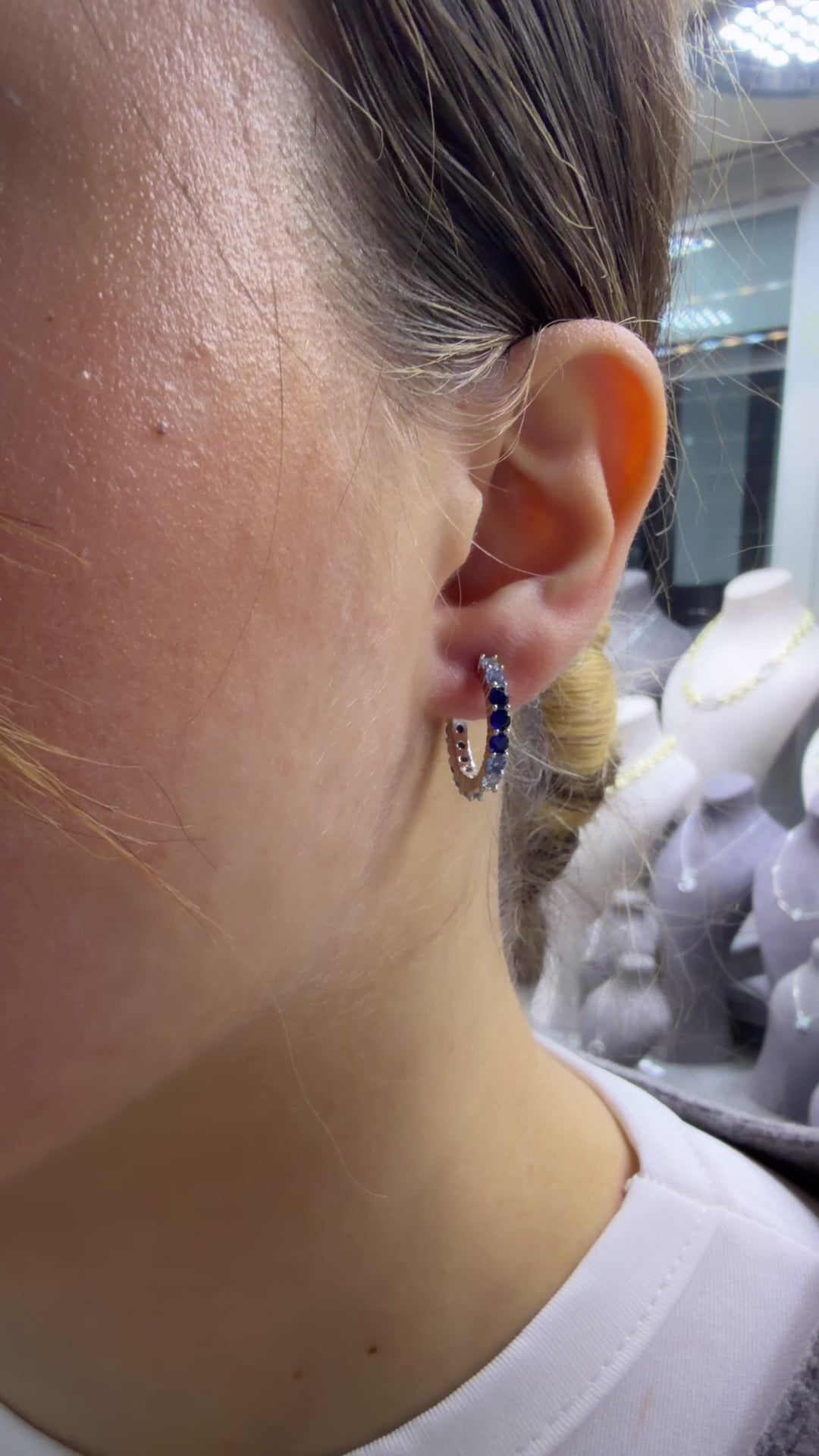 Mavi Tonlu Suyolu Halka Küpe