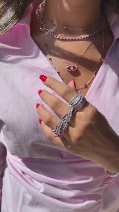 Fuşya Taşlı Designer Zincir