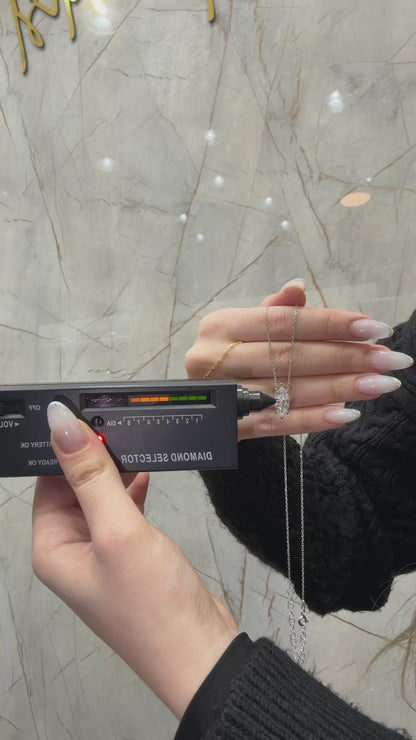 Taşlı Montür Uzun Markiz Mozanit Kolye