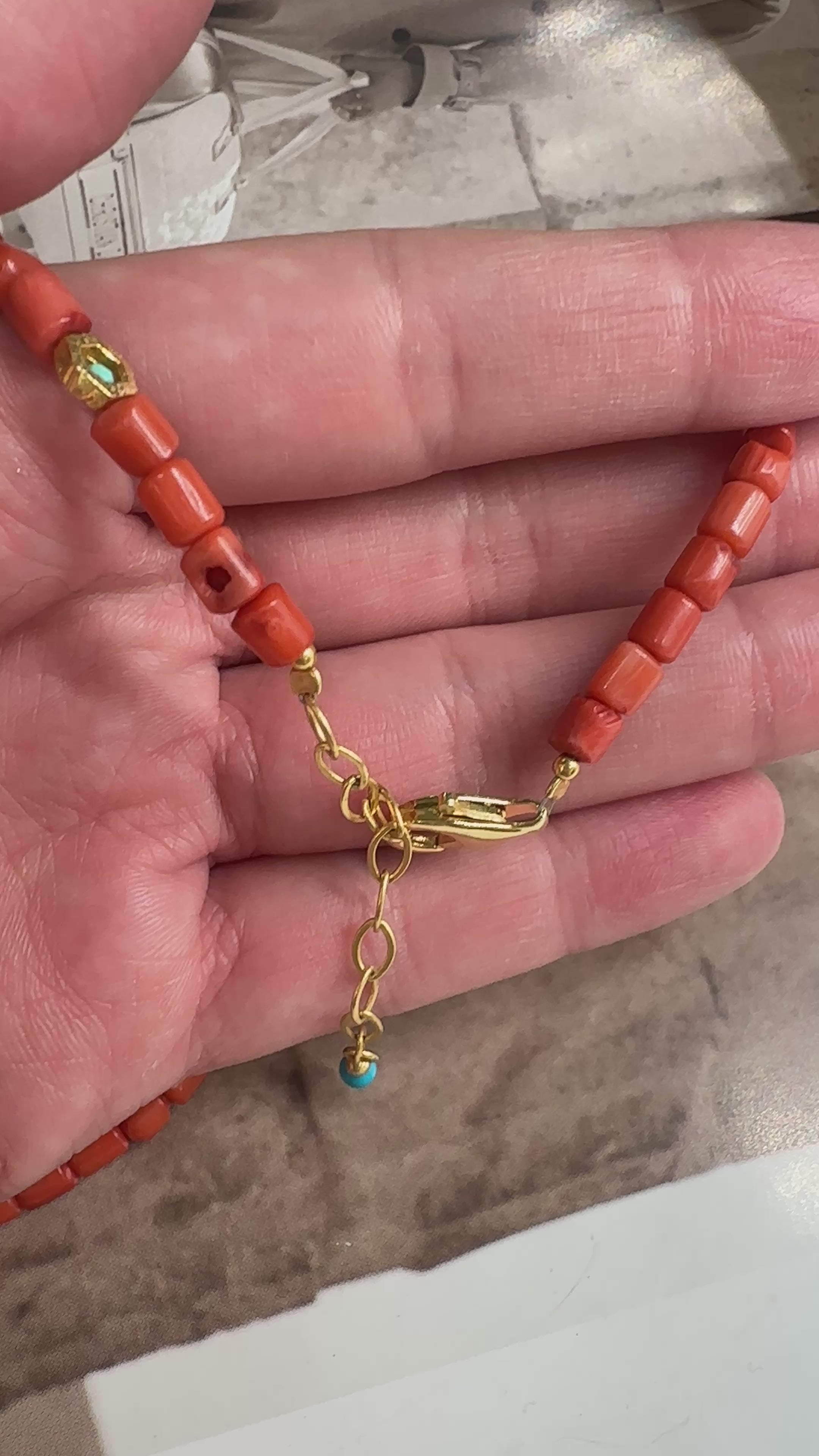 Sedefli Mercan Doğal Taş Kolye