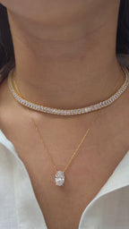 14K Taşlı Montür Mozanit Kolye