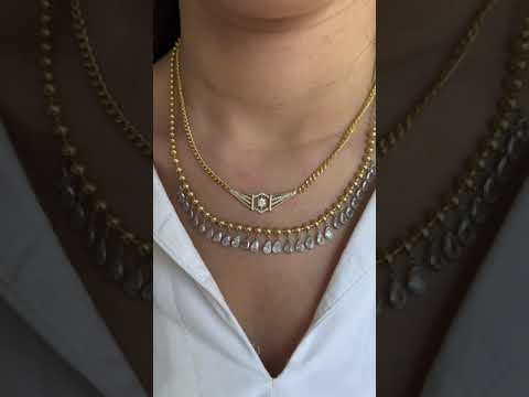 Top Zincir Sallantılı Damla Taşlı Kolye