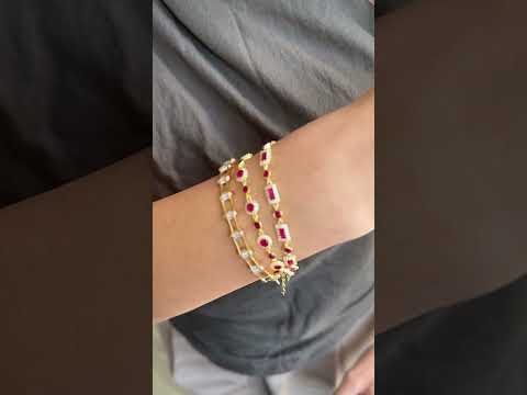 Kenarları Renkli Taşlı Tasarım Kelepçe