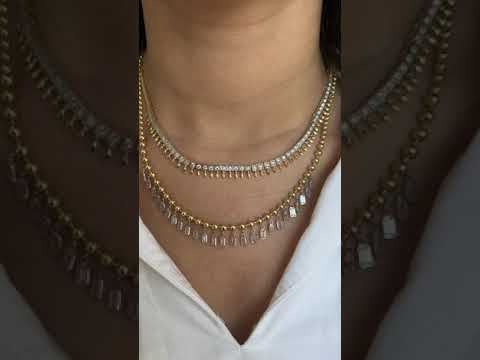 Top Chain Dangling Baguette Stone Necklace