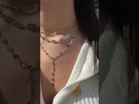 Karışık Renkli Taşlı Y Kolye