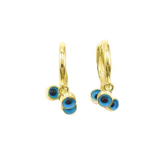 Triple Evil Eye Hoop Earrings