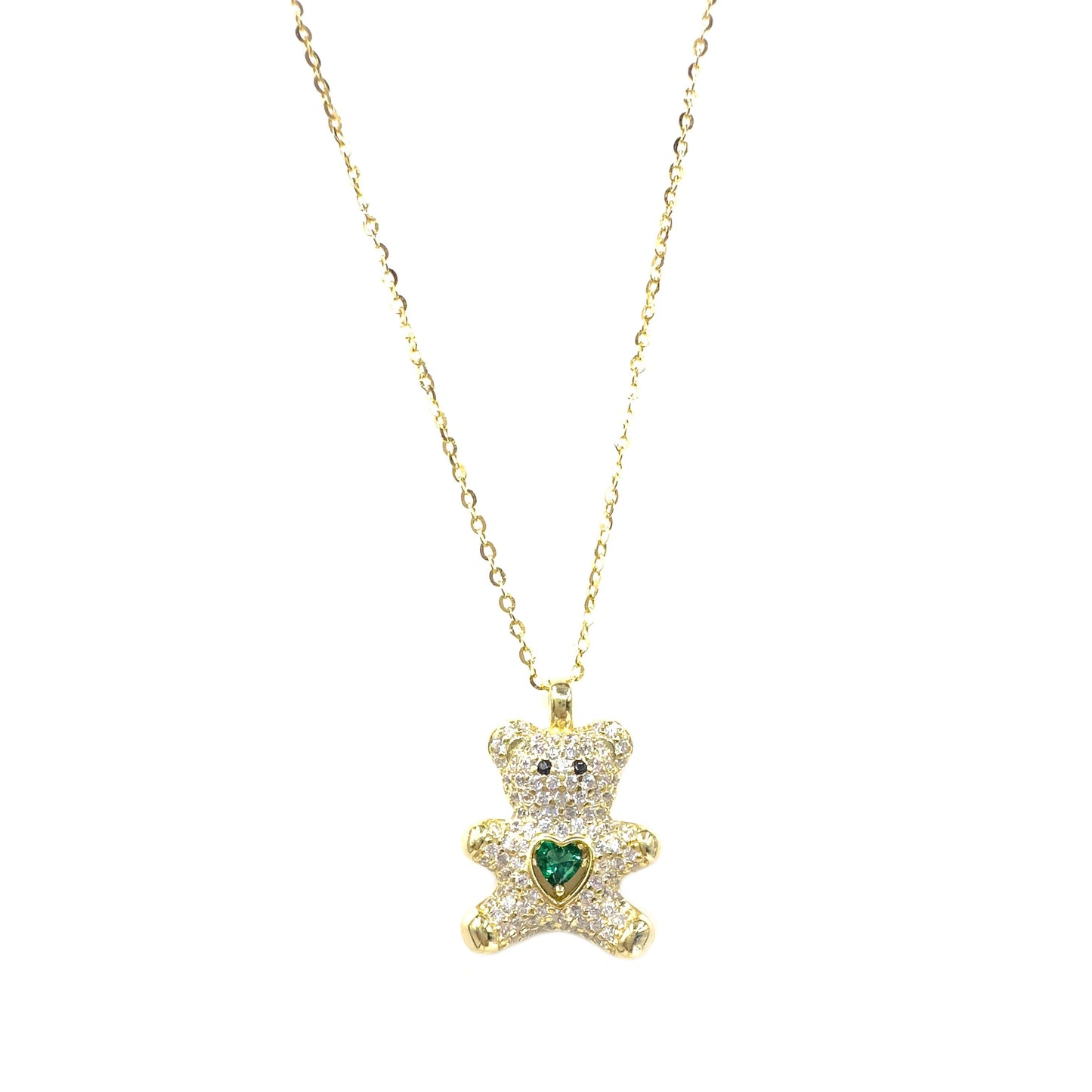 Colorful Stone Teddy Bear Necklace