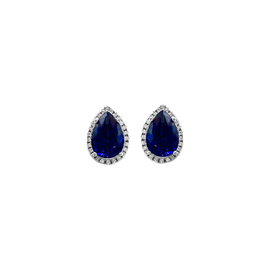 Navy Blue Stone Drop Earrings