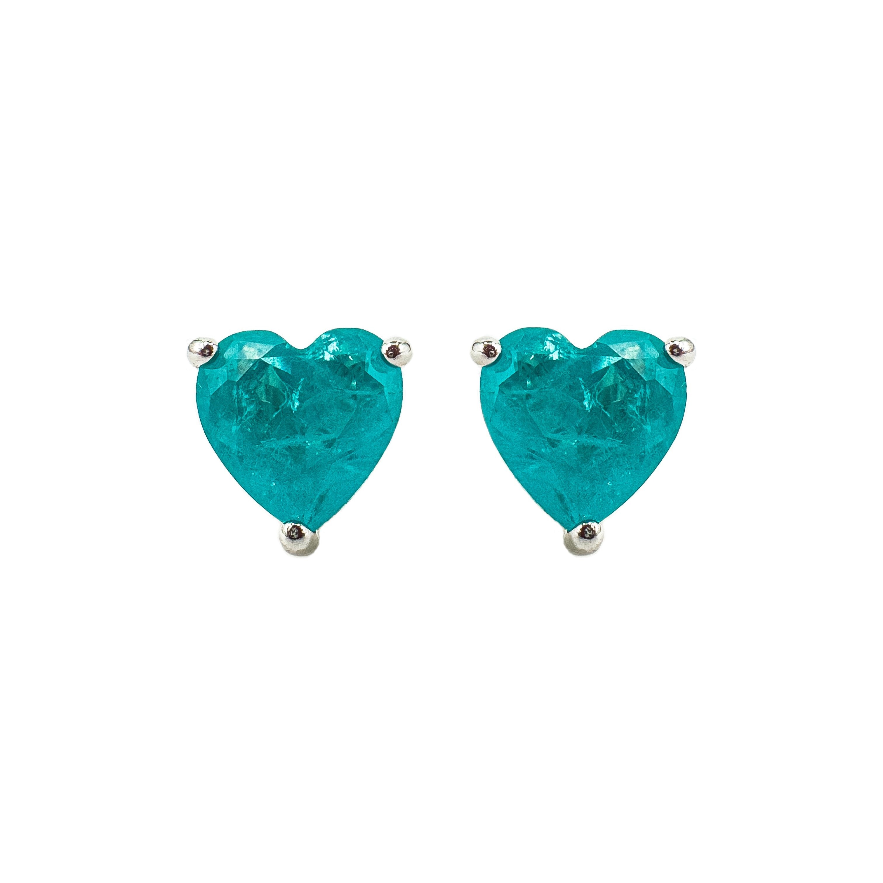 Paraiba Zümrüdü Kalp Küpe