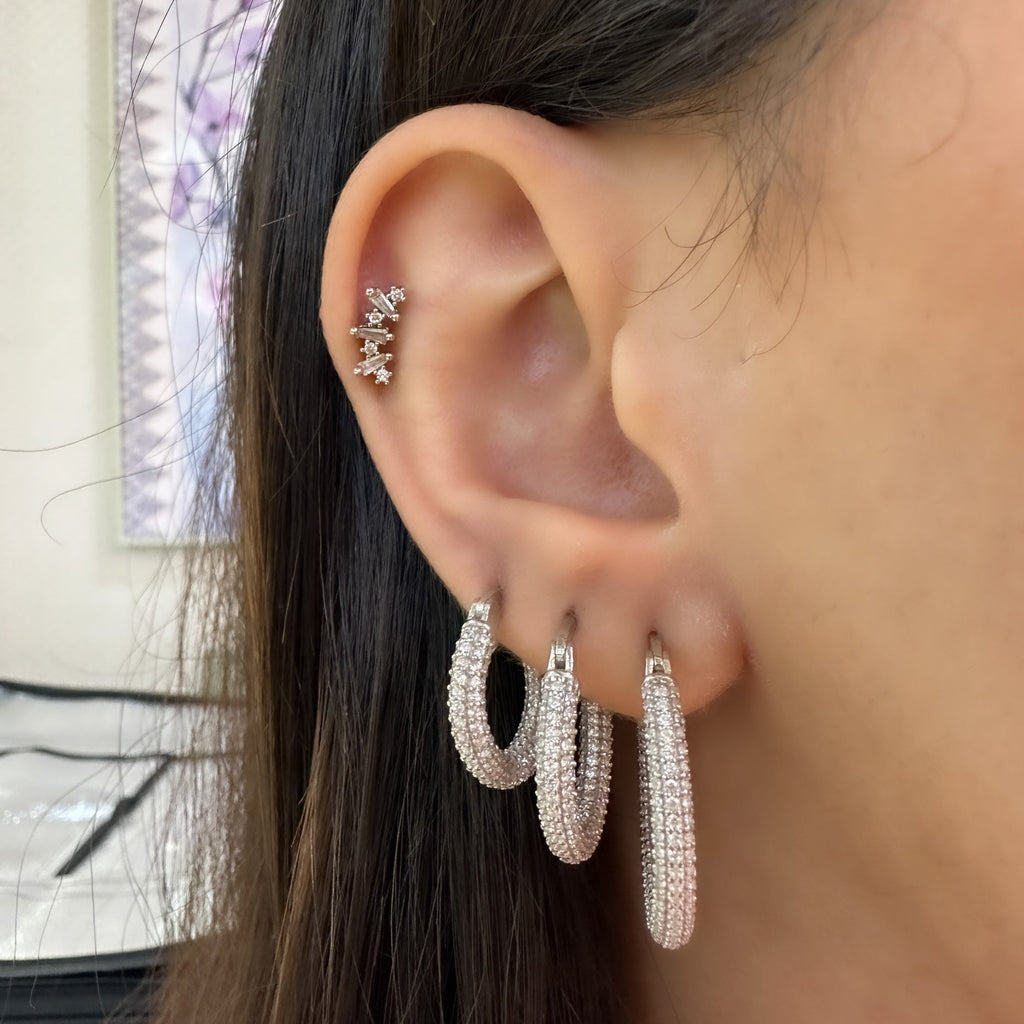 Medium Size Row Stone Earrings