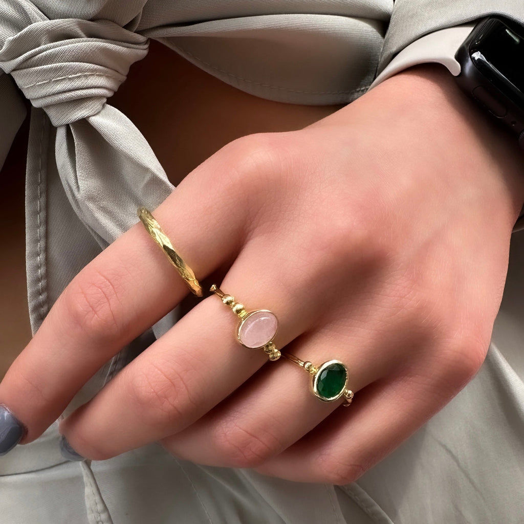 Rosa Quarz-Naturstein-Ring