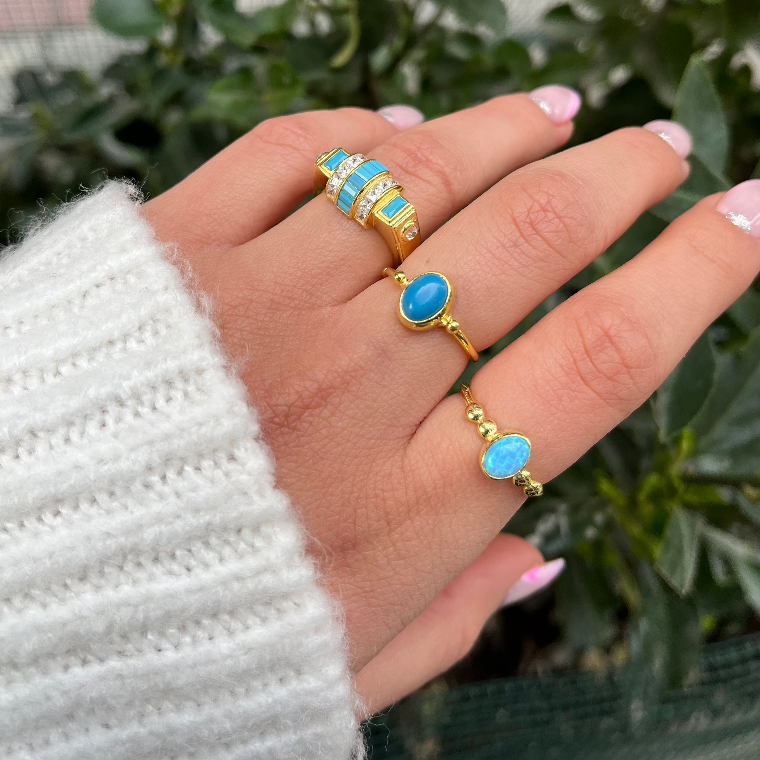 Mavi Opal Doğal Taş Yüzük