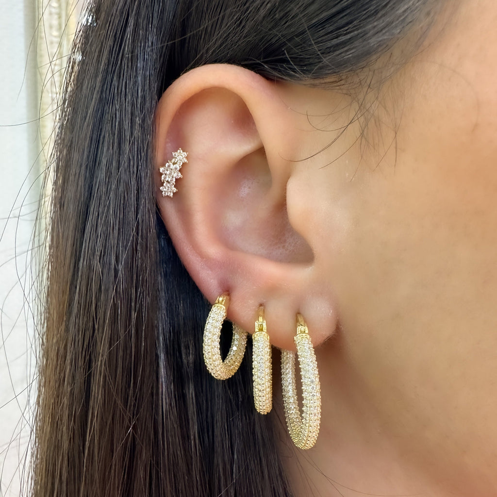 Medium Size Row Stone Earrings